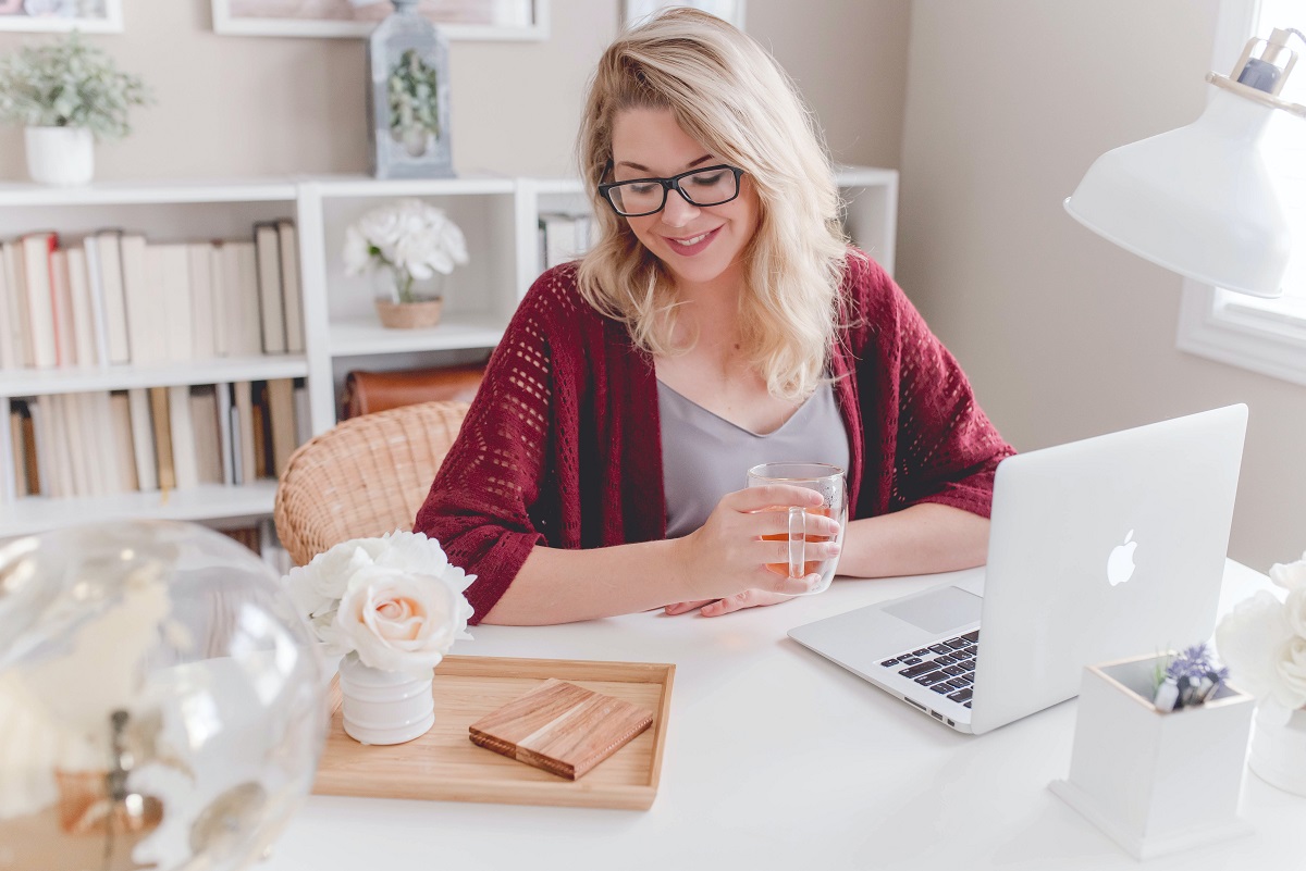 woman working at home