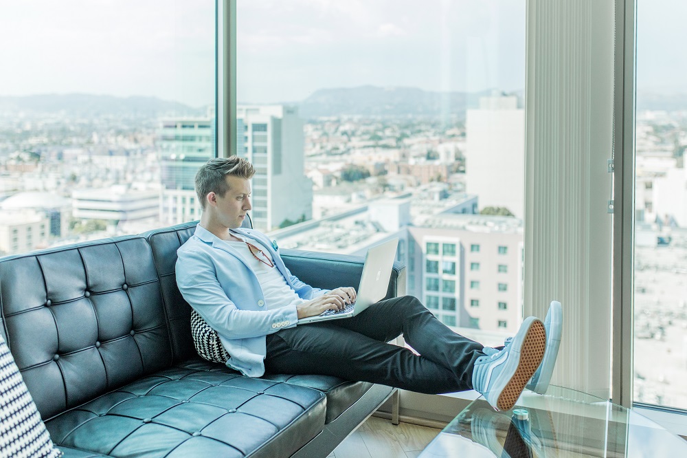 guy checking computer