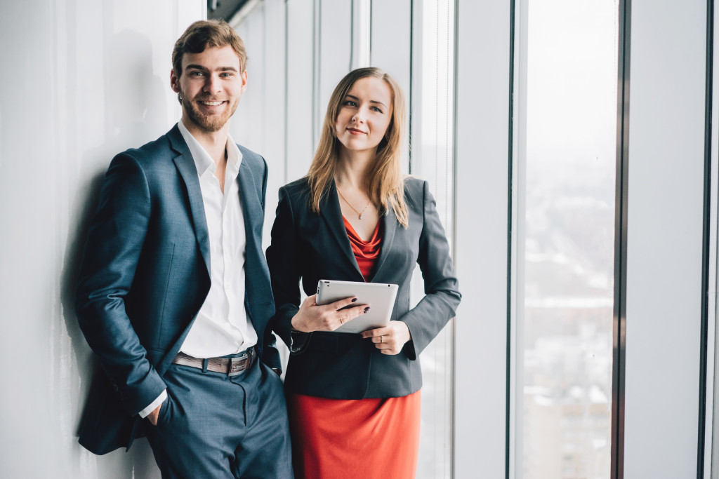 man and woman office worker