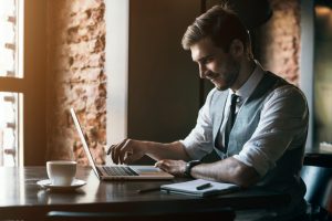 man using laptop