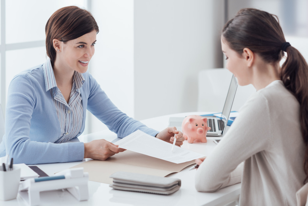 woman handling a document