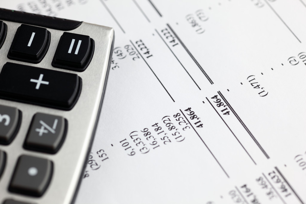 A calculator on a financial document