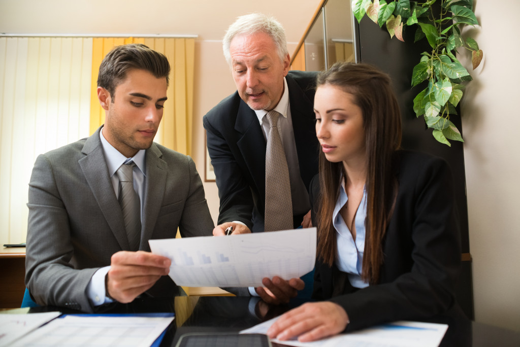 attorney talking to his clients