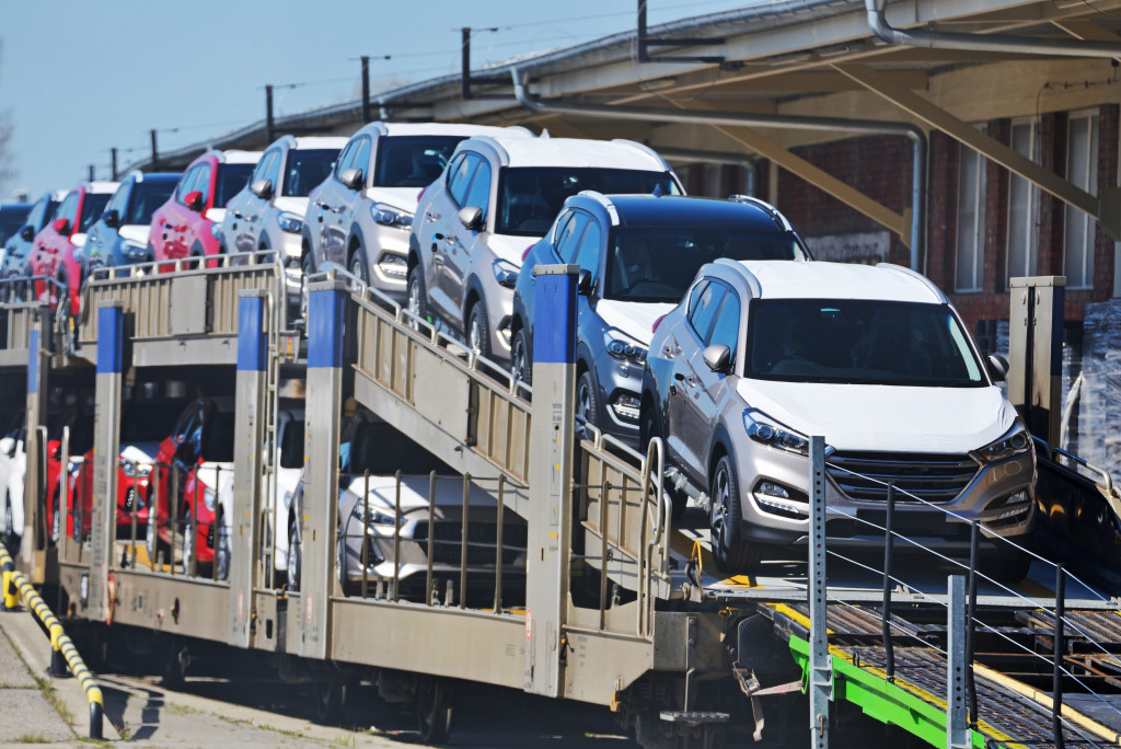 cars being put on display