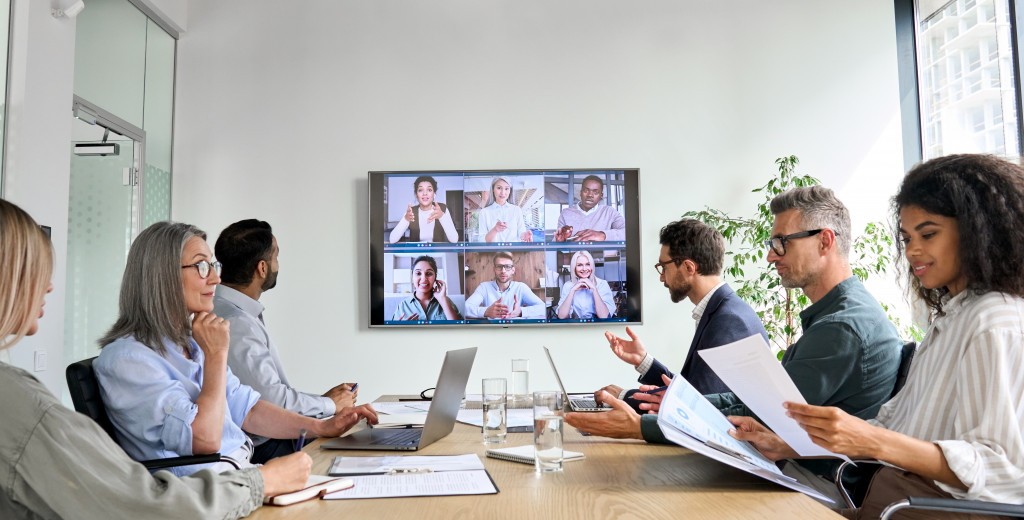 virtual meeting in a company with video conferencing